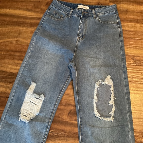 Nash Grey High Waist Wide Leg Distressed Jeans (M) - Picture 2 of 7